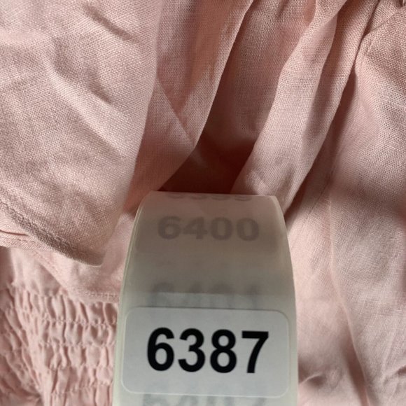 Open Edit Crop Top Womens XL Pink Sleeveless‎ Ruffle Crew Neck Linen Ruched 6387 - Picture 7 of 7